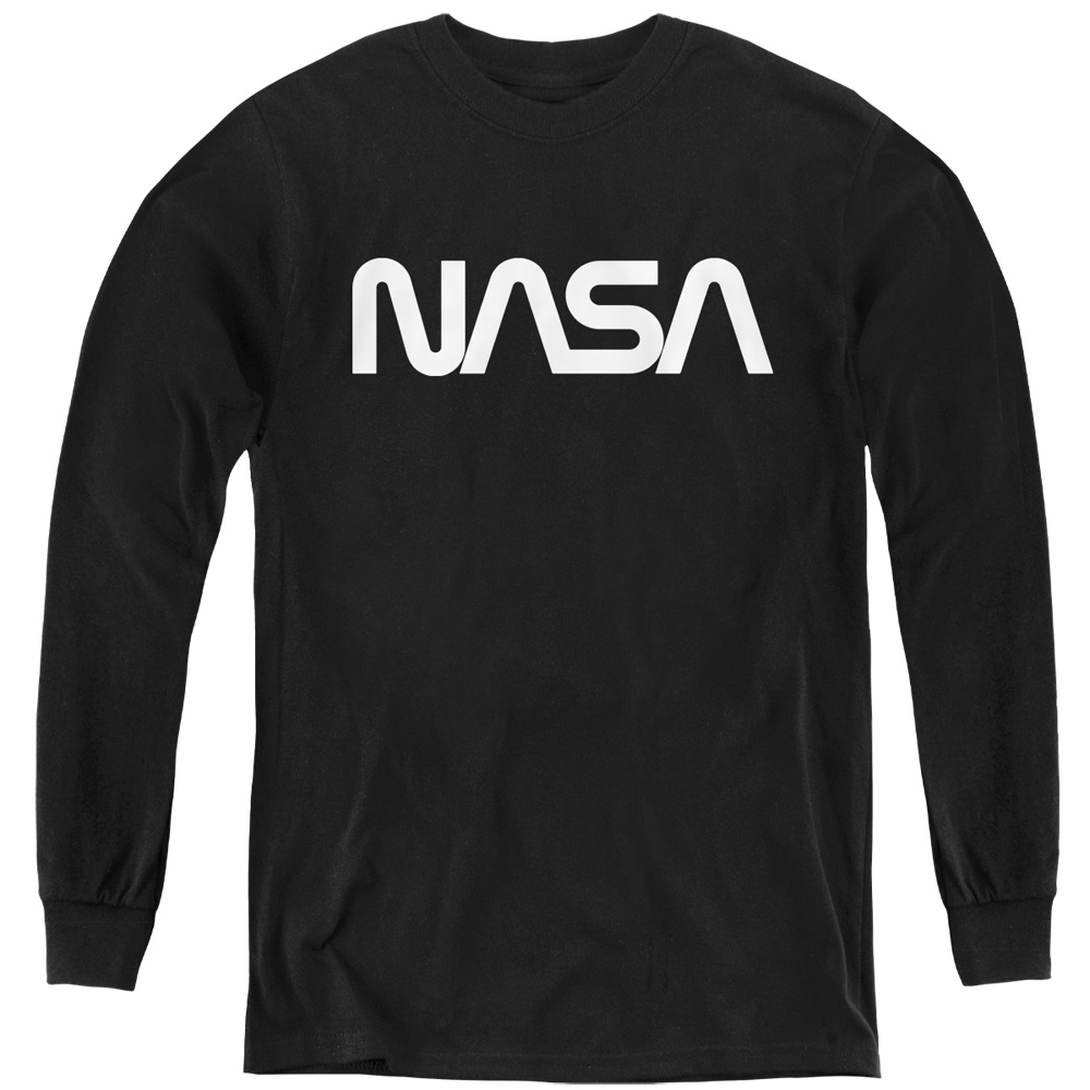 NASA & Worm Logo-Youth Long Sleeve T-Shirt, Black - Small