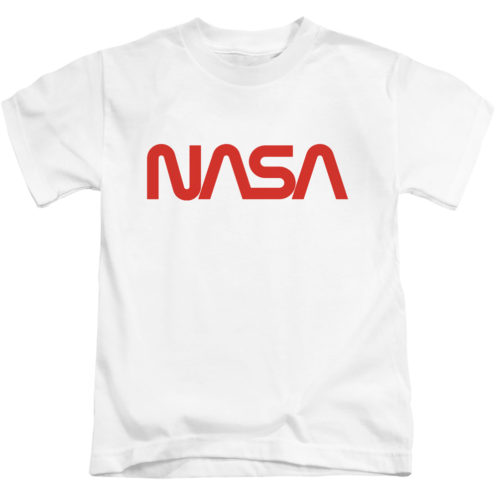 NASA143-KT-3 NASA & Worm Logo-Short Sleeve Juvenile 18-1 T-Shirt, White - Large 7