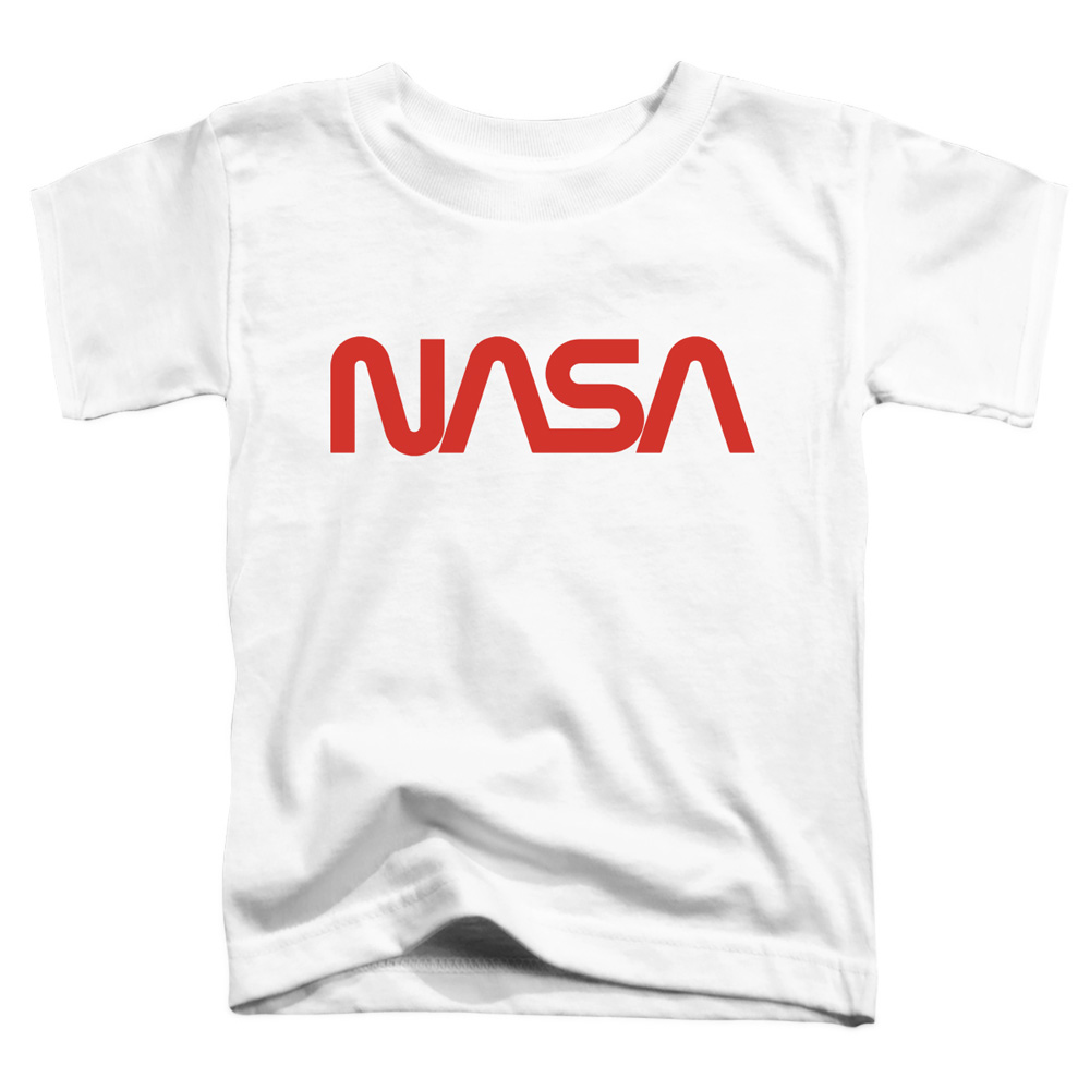 NASA & Worm Logo-Short Sleeve Toddler Tee, White - Large 4T