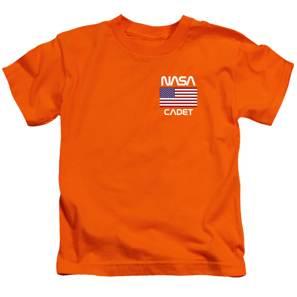 NASA & Cadet-Short Sleeve Juvenile 18-1 T-Shirt, Orange - Medium 5-6