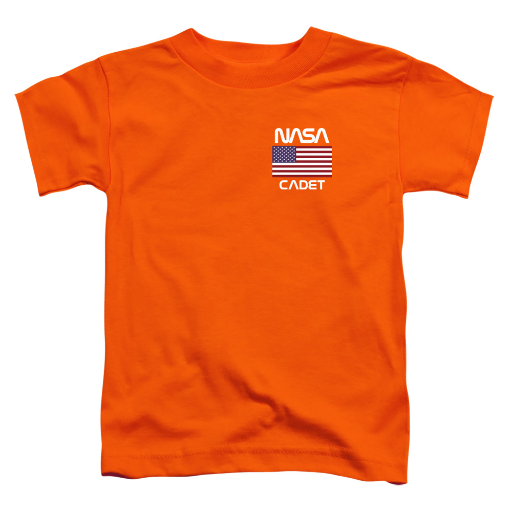NASA & Cadet-Short Sleeve Toddler Tee, Orange - Medium 3T