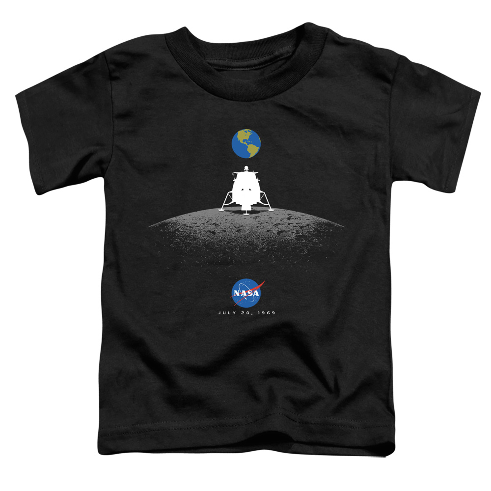 NASA & Moon Landing Simple-Short Sleeve Toddler Tee, Black - Medium 3T