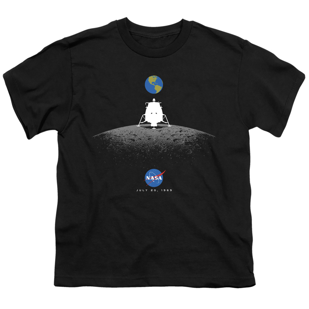 NASA & Moon Landing Simple-Short Sleeve Youth 18-1 T-Shirt, Black - Extra Large