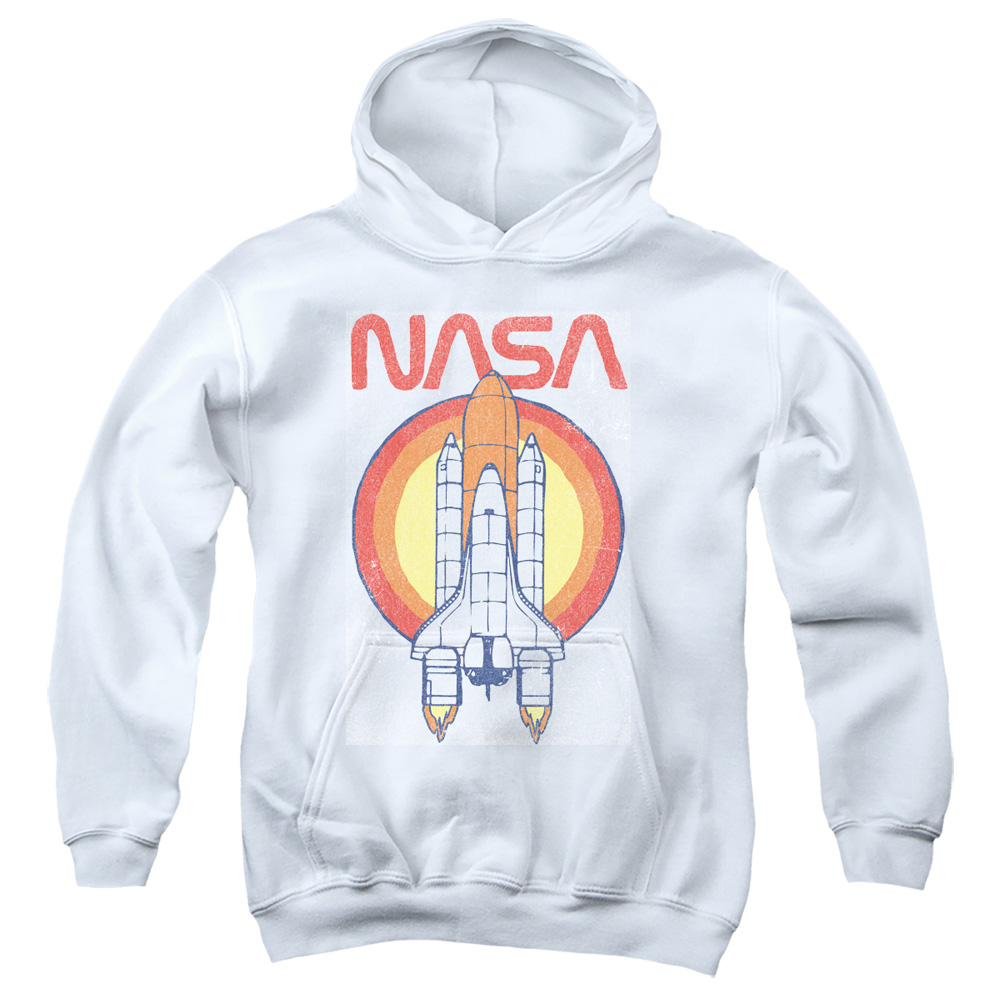 NASA & Shuttle Circle-Youth Pull-Over Hoodie, White - Medium