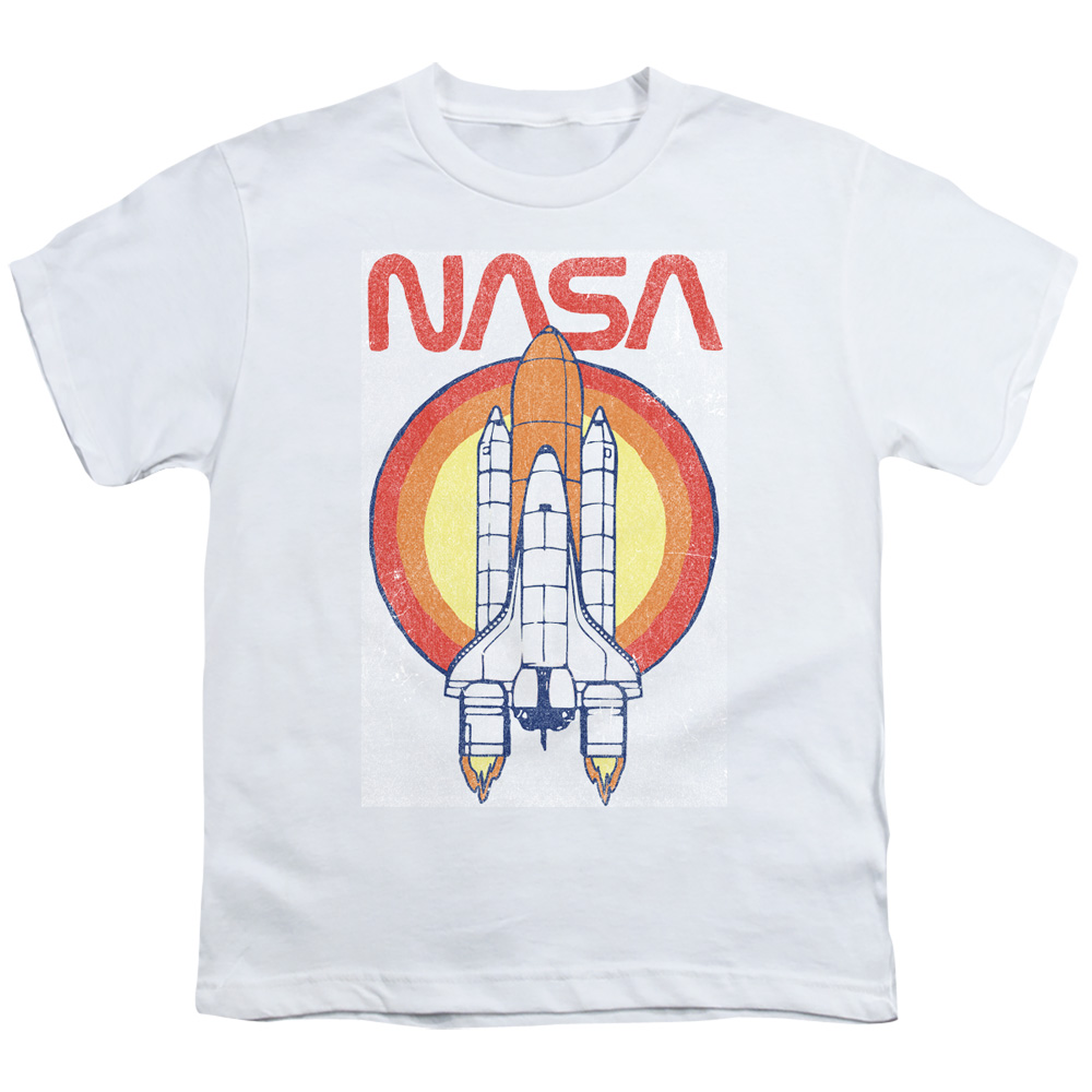 NASA149-YT-4 NASA & Shuttle Circle-Short Sleeve Youth 18-1 T-Shirt, White - Extra Large