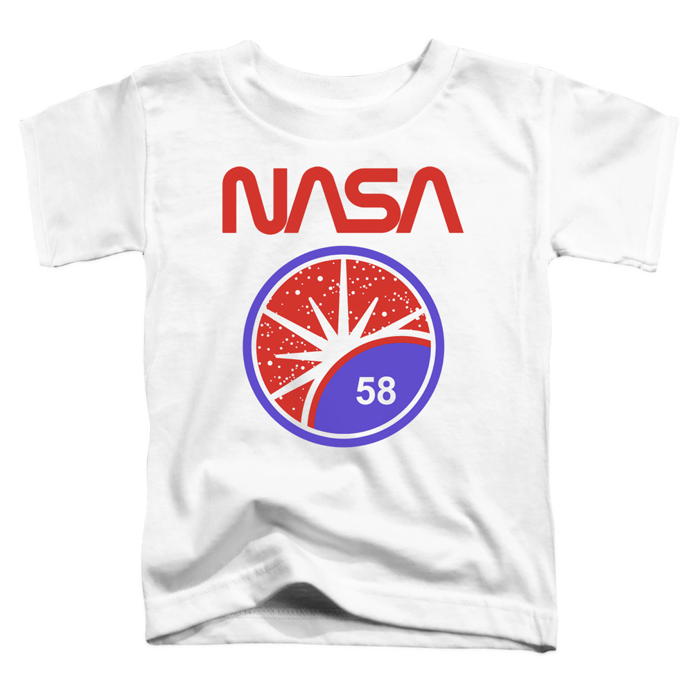 NASA & Stars-Short Sleeve Toddler Tee, White - Small 2T