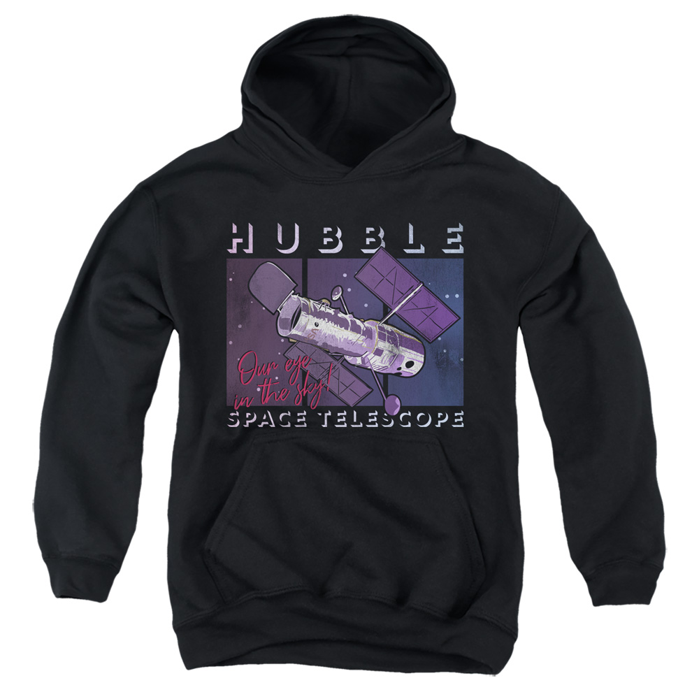 NASA & Eye in the Sky-Youth Pull-Over Hoodie, Black - Extra Large