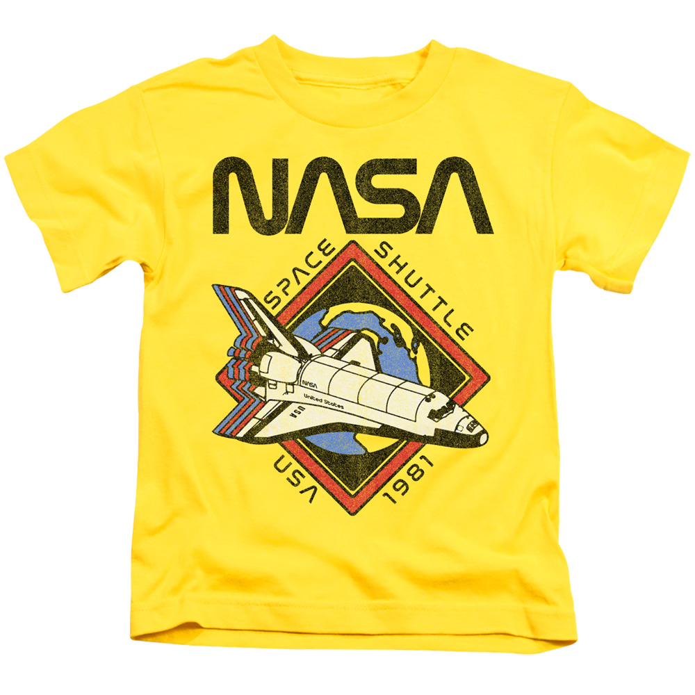 NASA & 1981-Short Sleeve Juvenile 18-1 T-Shirt, Yellow - Medium 5-6