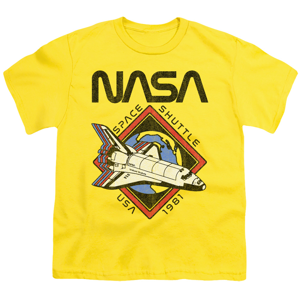 NASA & 1981-Short Sleeve Youth 18-1 T-Shirt, Yellow - Medium