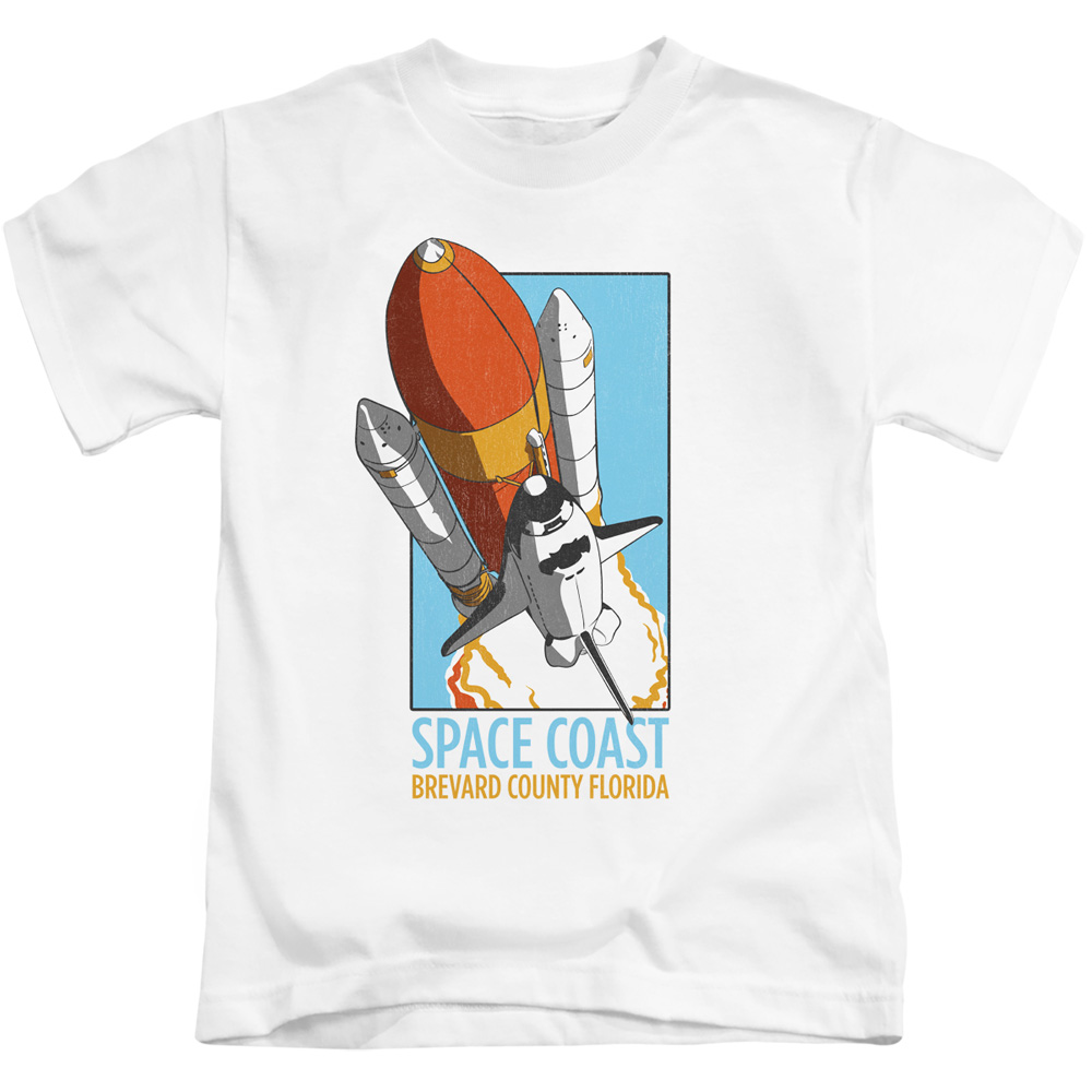 NASA & Space Coast-Short Sleeve Juvenile 18-1 T-Shirt, White - Medium 5-6