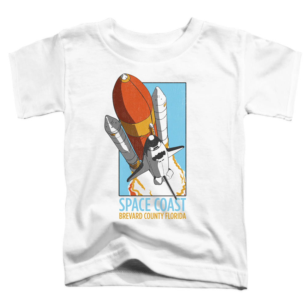 NASA & Space Coast-Short Sleeve Toddler Tee, White - Large 4T
