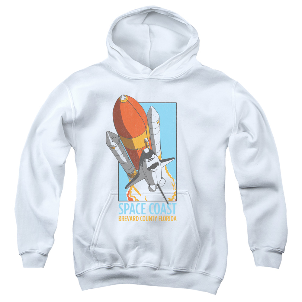 NASA & Space Coast-Youth Pull-Over Hoodie, White - Medium