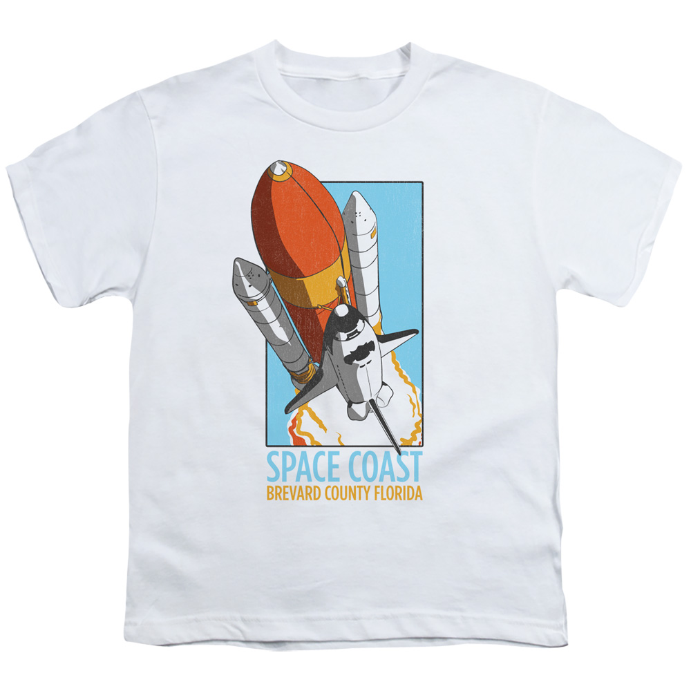 NASA156-YT-4 NASA & Space Coast-Short Sleeve Youth 18-1 T-Shirt, White - Extra Large