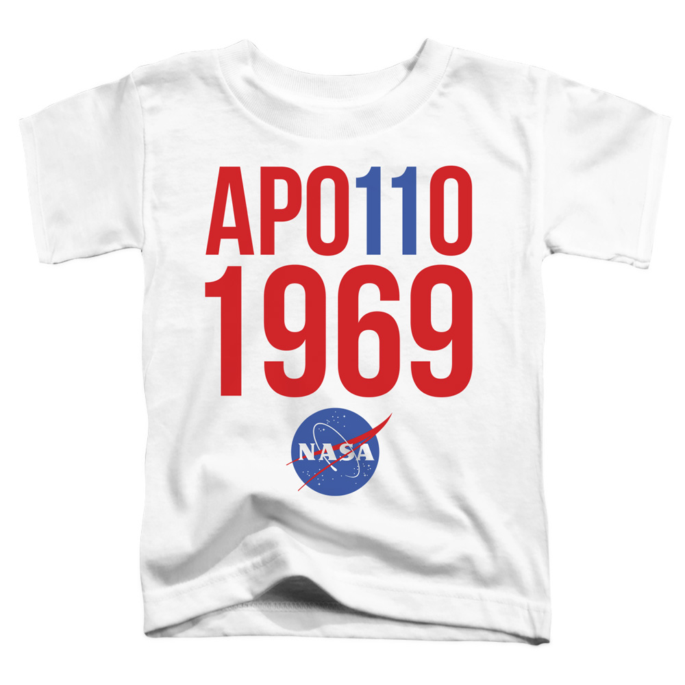 NASA & 1969-Short Sleeve Toddler Tee, White - Small 2T