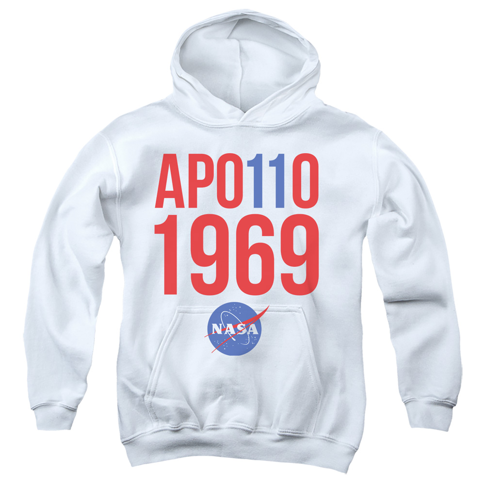 NASA & 1969-Youth Pull-Over Hoodie, White - Small
