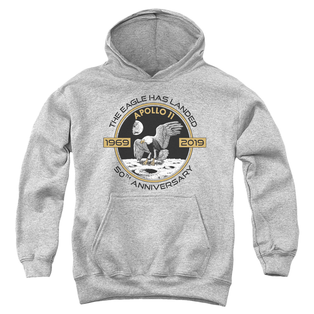 NASA & Apollo Circle 50th-Youth Pull-Over Hoodie, Athletic Heather - Medium