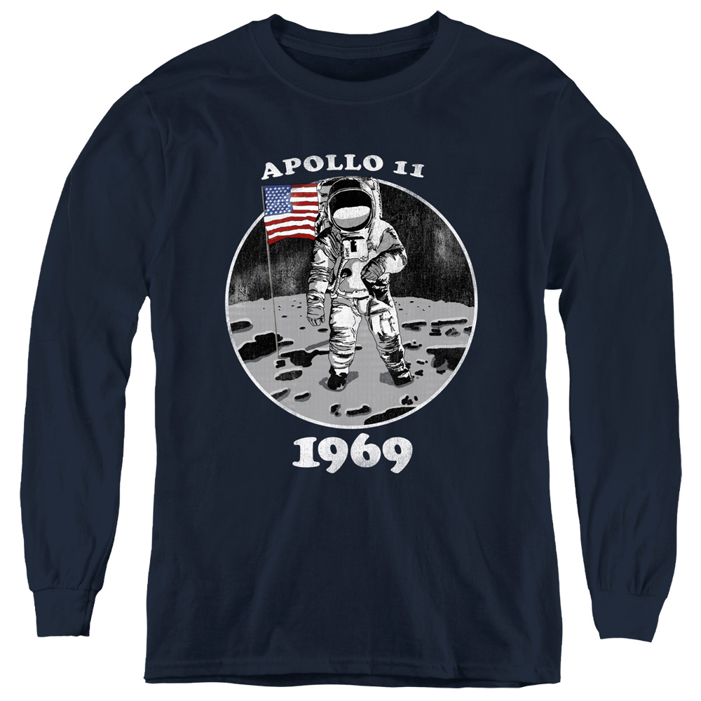 NASA & Not Fake-Youth Long Sleeve T-Shirt, Navy - Medium