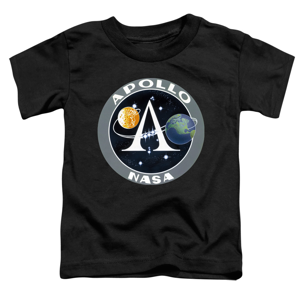 NASA & Apollo Mission Patch-Short Sleeve Toddler Tee, Black - Medium 3T