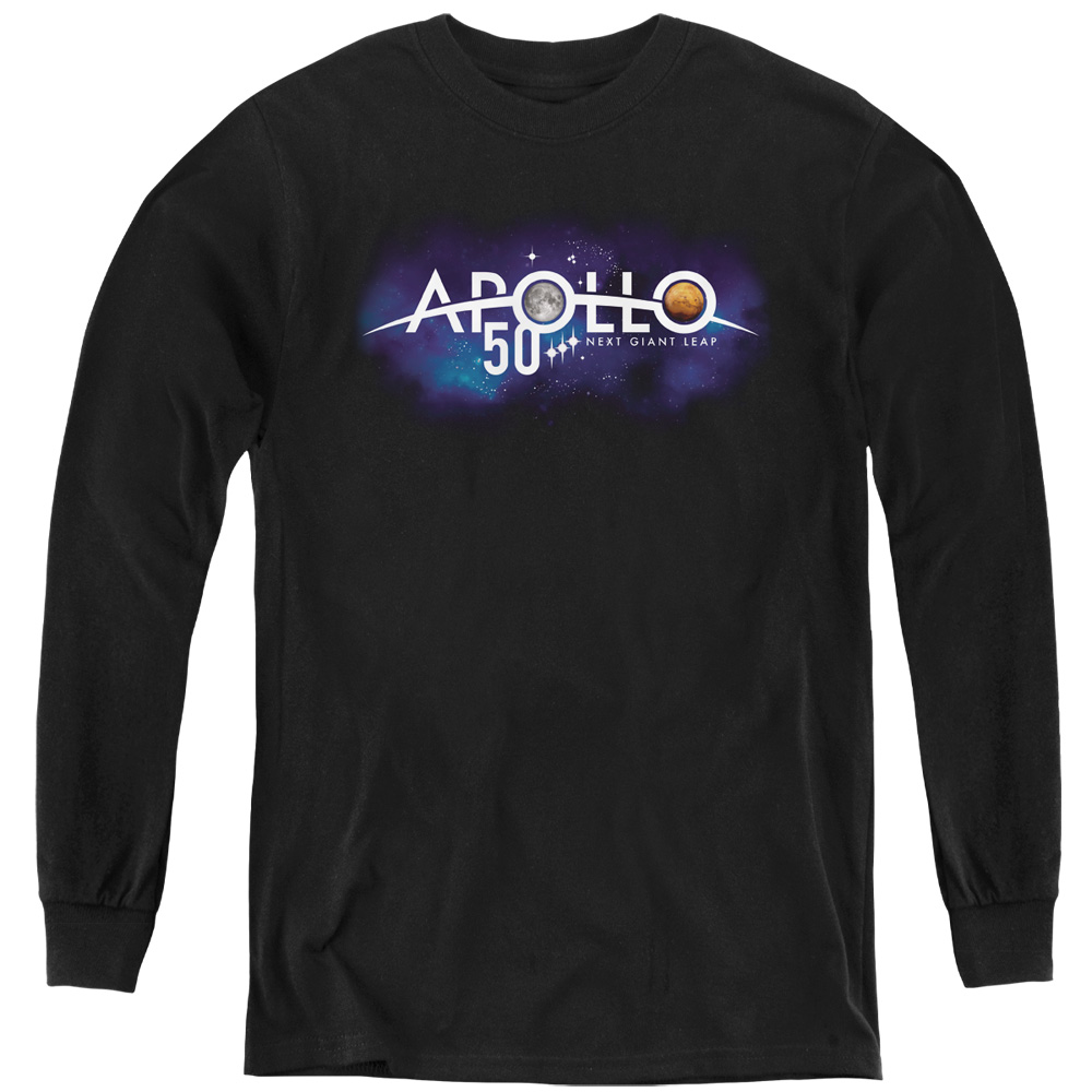 NASA & Next Giant Leap-Youth Long Sleeve T-Shirt, Black - Medium