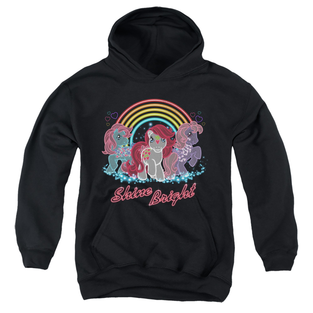 My Little Pony Retro & Neon Ponies-Youth Pull-Over Hoodie, Black - Medium