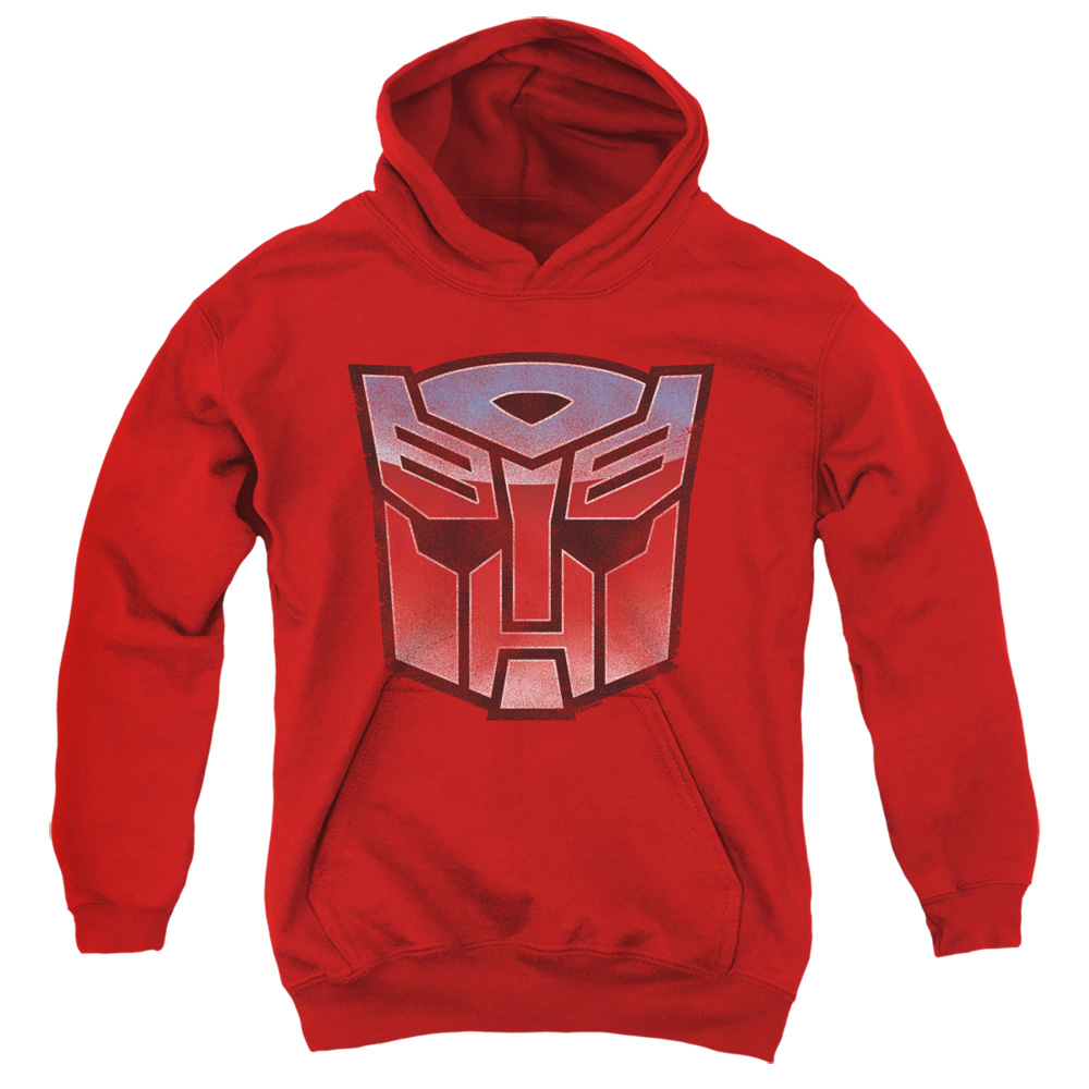Transformers & Vintage Autobot Logo-Youth Pull-Over Hoodie, Red - Large