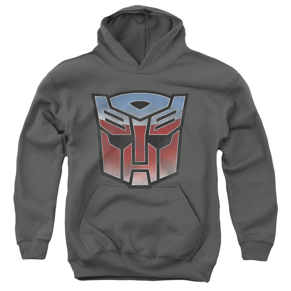 Transformers & Vintage Autobot Logo-Youth Pull-Over Hoodie, Charcoal - Extra Large