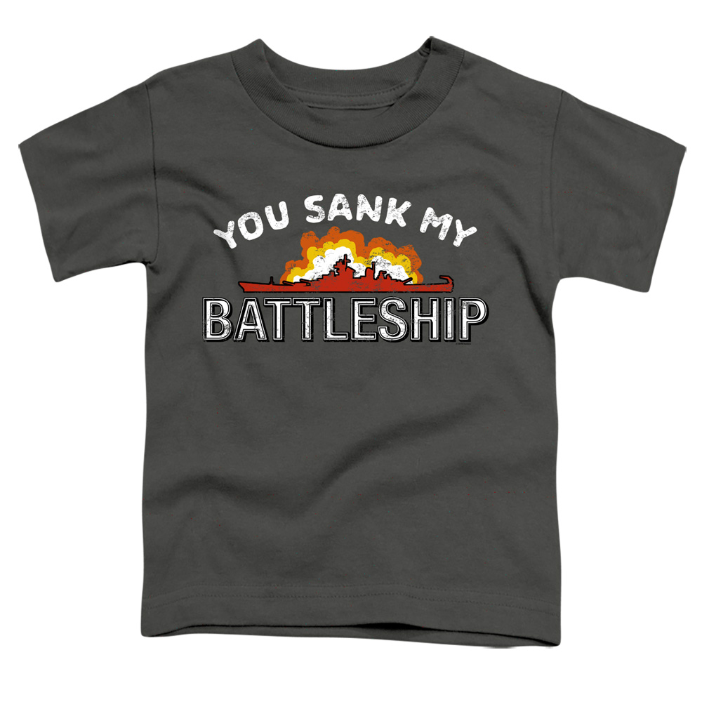 Battleship & Sunk-Short Sleeve Toddler Tee, Charcoal - Large 4T