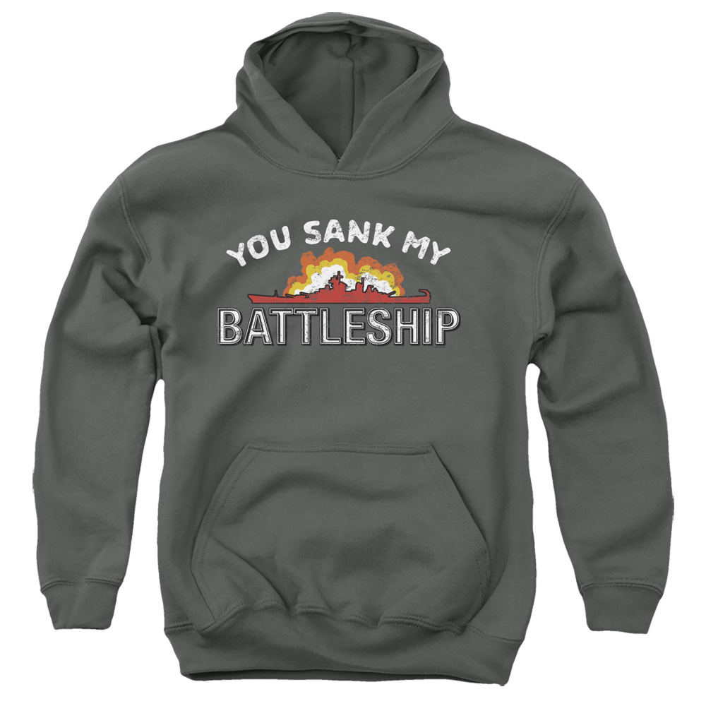 Battleship & Sunk-Youth Pull-Over Hoodie, Charcoal - Extra Large