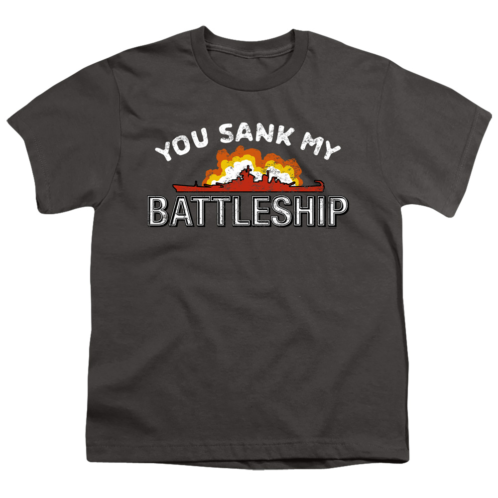 Battleship & Sunk-Short Sleeve Youth 18-1 T-Shirt, Charcoal - Medium