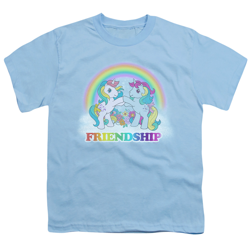 HBRO267-YT-2 My Little Pony Retro & Friendship-Short Sleeve Youth 18-1 T-Shirt, Light Blue - Medium