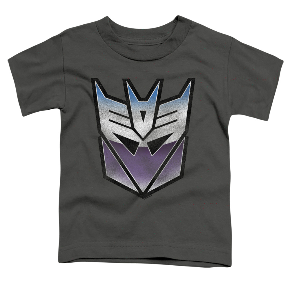 Transformers & Vintage Decepticon Logo-Short Sleeve Toddler Tee, Charcoal - Large 4T