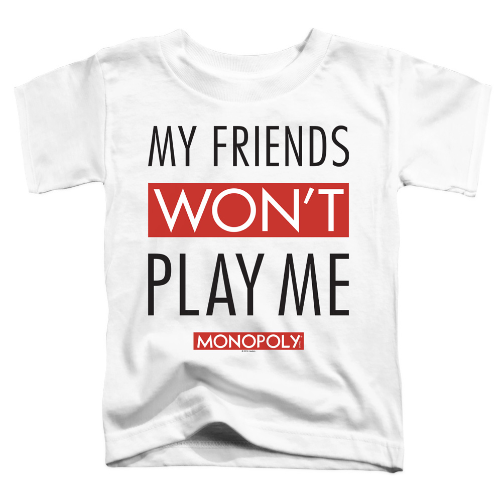 HBRO135B-TT-1 Monopoly & My Friends-Short Sleeve Toddler Tee, White - Small 2T