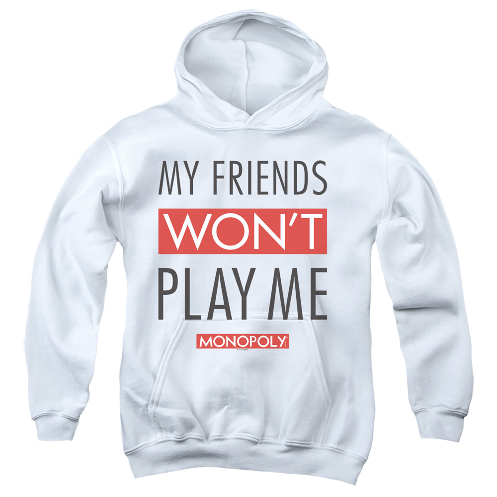 Monopoly & My Friends-Youth Pull-Over Hoodie, White - Extra Large