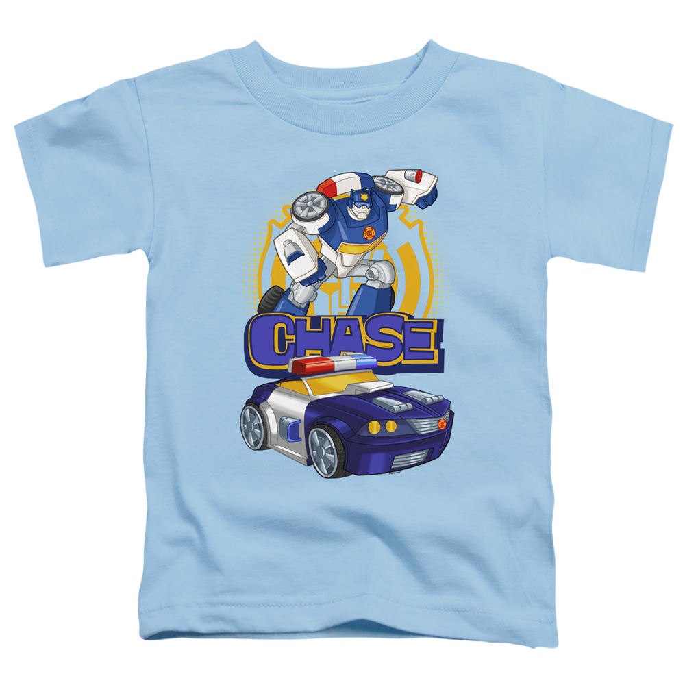 Transformers & Chase-Short Sleeve Toddler Tee, Light Blue - Large 4T