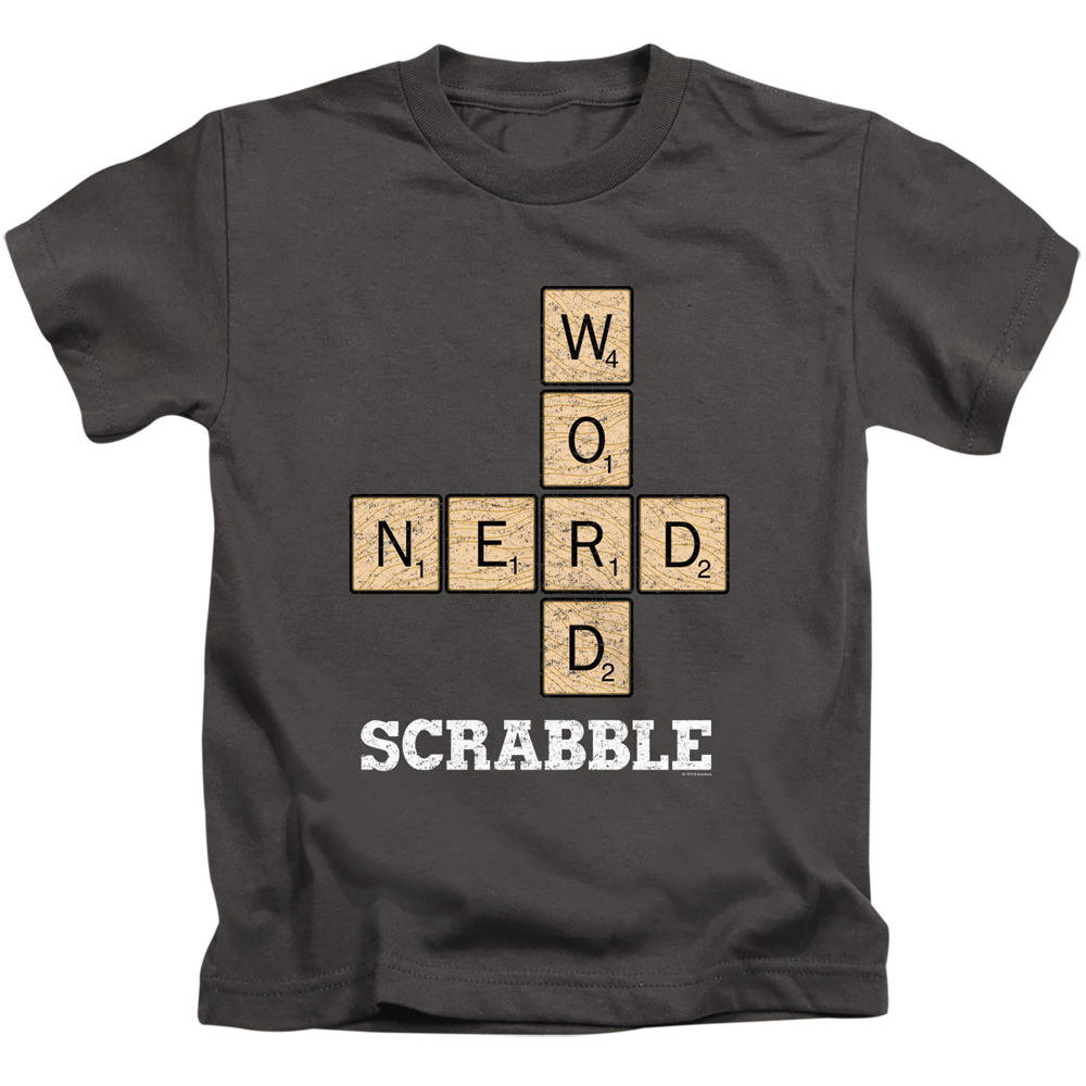 Scrabble & Word Nerd-Short Sleeve Juvenile 18-1 T-Shirt, Charcoal - Small 4