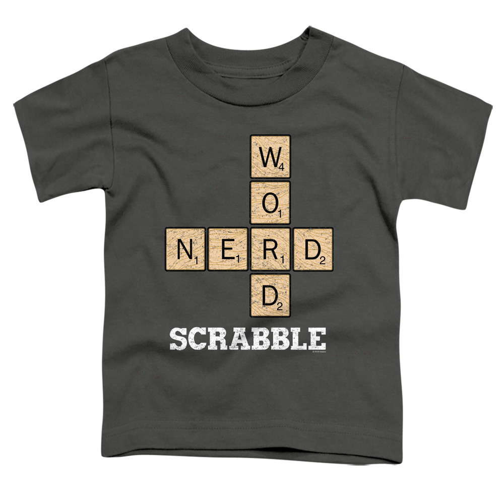 Scrabble & Word Nerd-Short Sleeve Toddler Tee, Charcoal - Large 4T