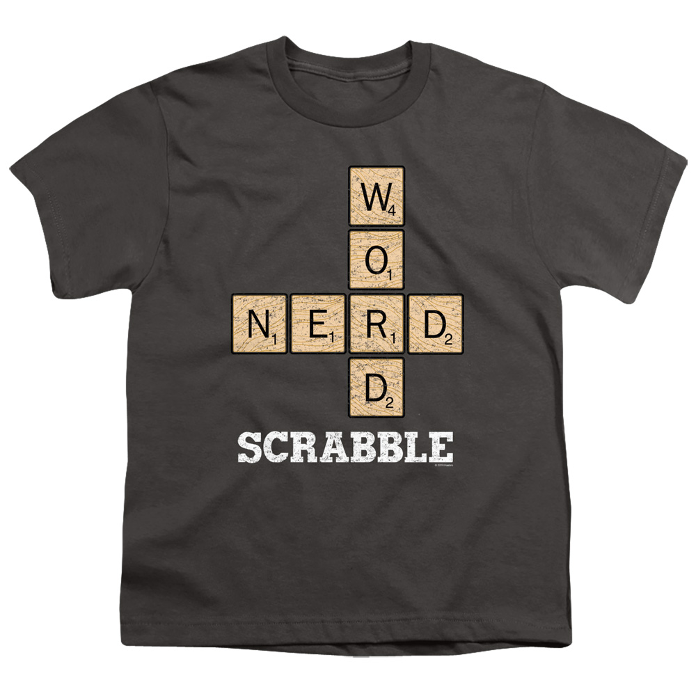 Scrabble & Word Nerd-Short Sleeve Youth 18-1 T-Shirt, Charcoal - Medium