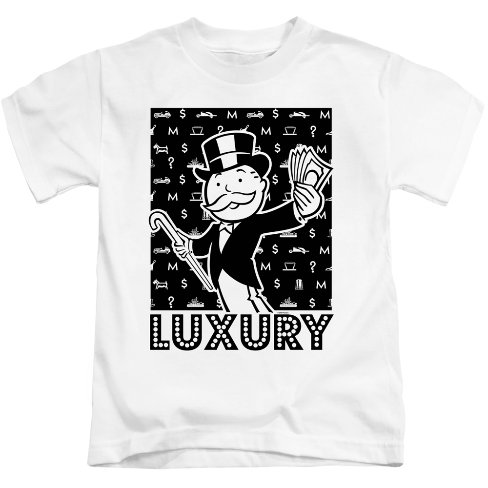 HBRO164B-KT-1 Monopoly & Luxury-Short Sleeve Juvenile 18-1 T-Shirt, White - Small 4