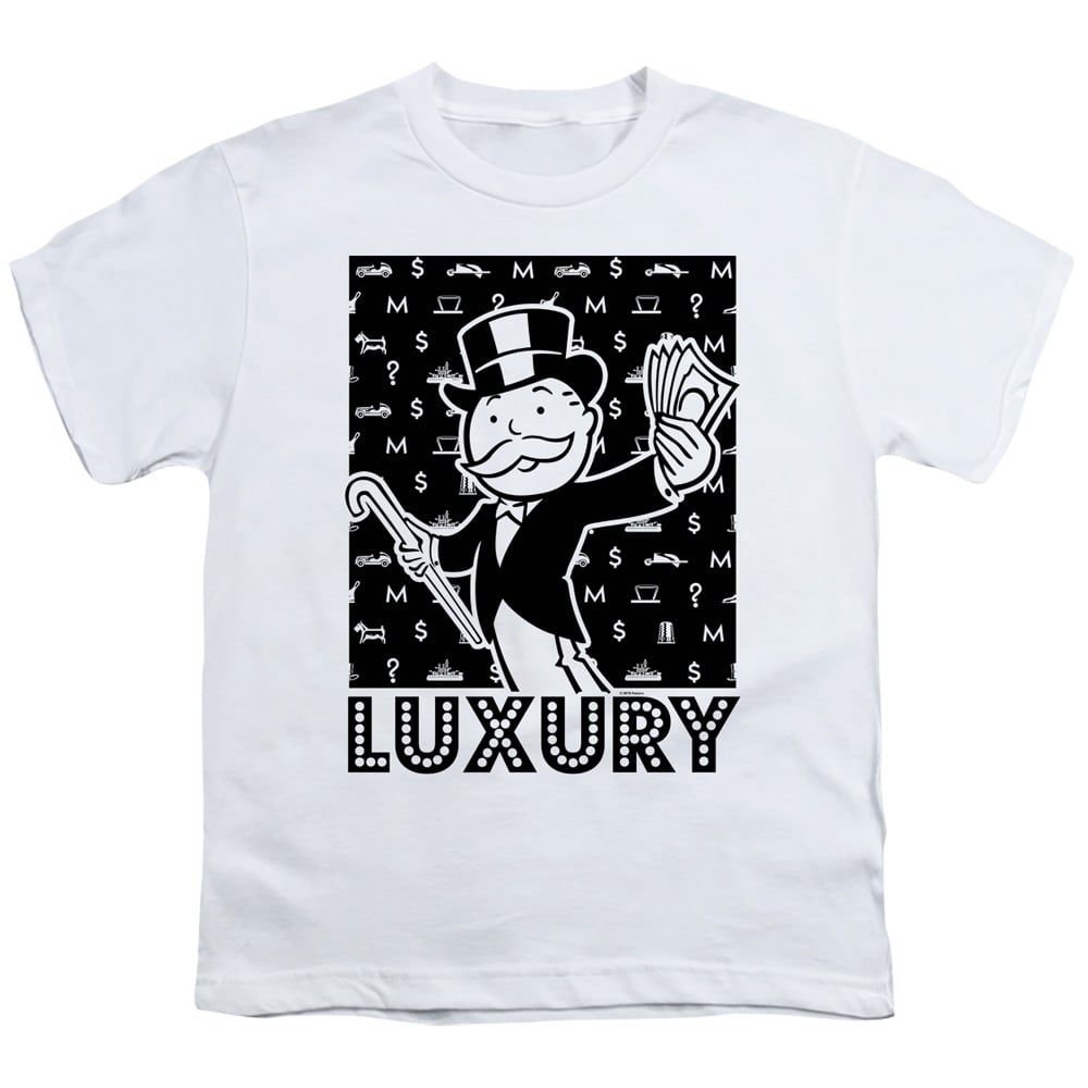 HBRO164B-YT-4 Monopoly & Luxury-Short Sleeve Youth 18-1 T-Shirt, White - Extra Large