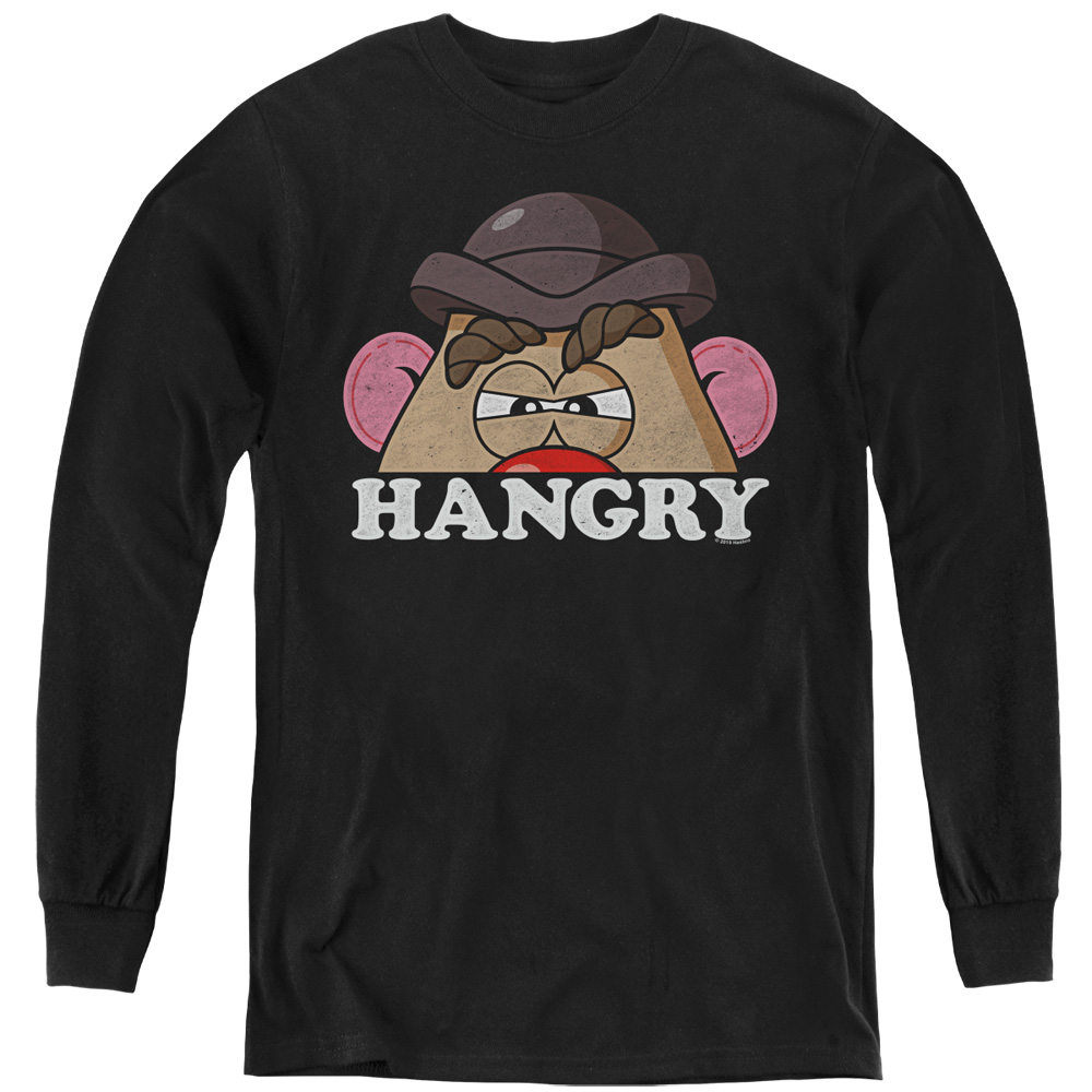 HBRO165-YL-2 Mr Potato Head & Hangry-Youth Long Sleeve T-Shirt, Black - Medium