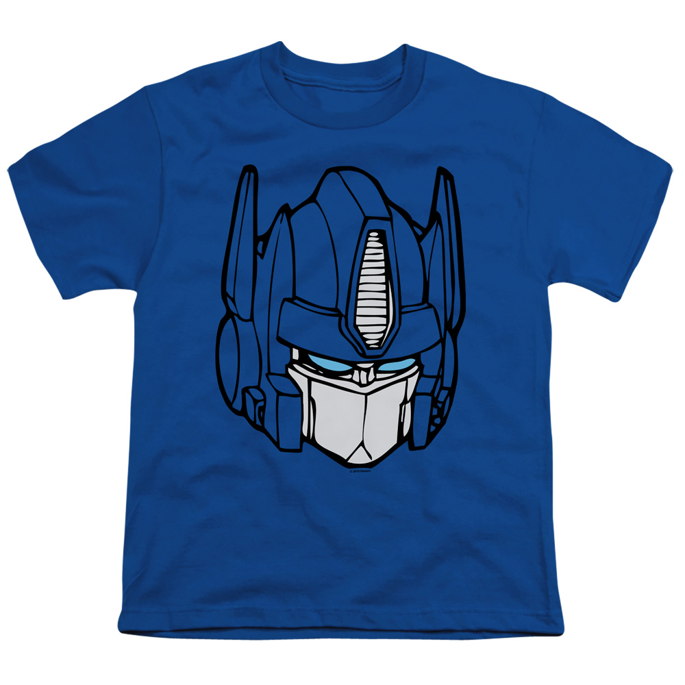 Transformers & Optimus Head-Short Sleeve Youth 18-1 T-Shirt, Royal Blue - Medium