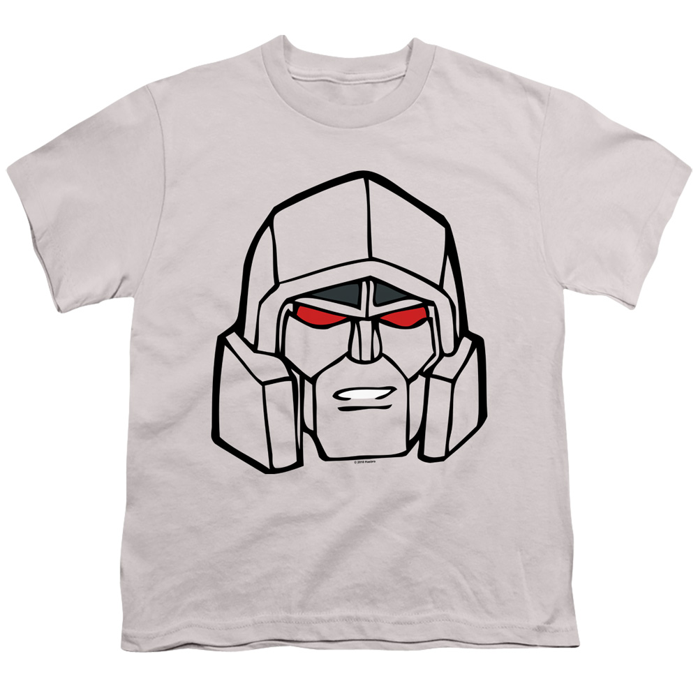 Transformers & Megatron Head-Short Sleeve Youth 18-1 T-Shirt, Silver - Extra Large