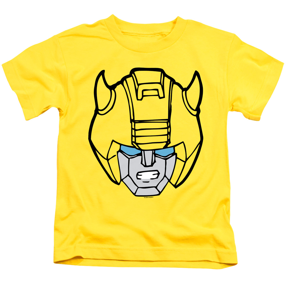 Transformers & Bumblebee Head-Short Sleeve Juvenile 18-1 T-Shirt, Yellow - Medium 5-6
