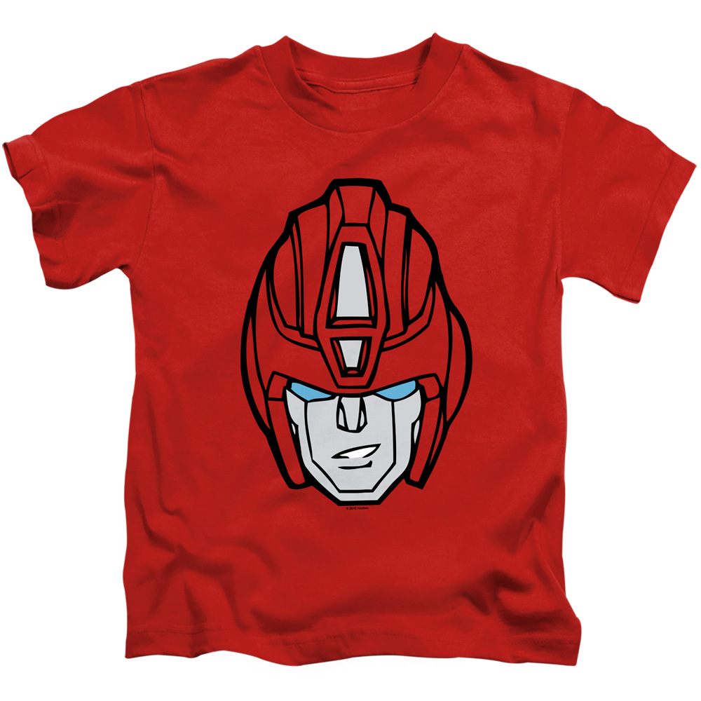 Transformers & Hot Rod Head-Short Sleeve Juvenile 18-1 T-Shirt, Red - Medium 5-6
