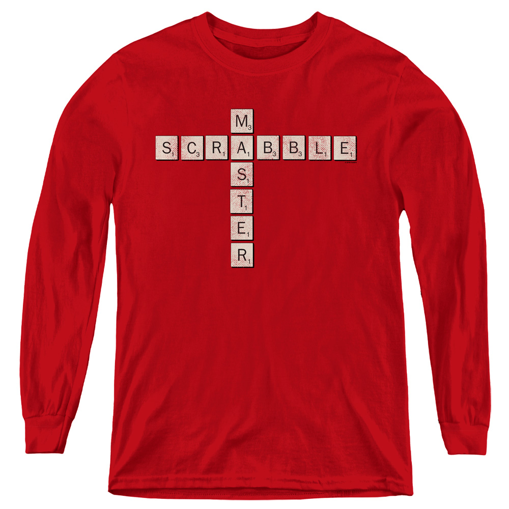 Scrabble & Scrabble Master-Youth Long Sleeve T-Shirt, Red - Medium
