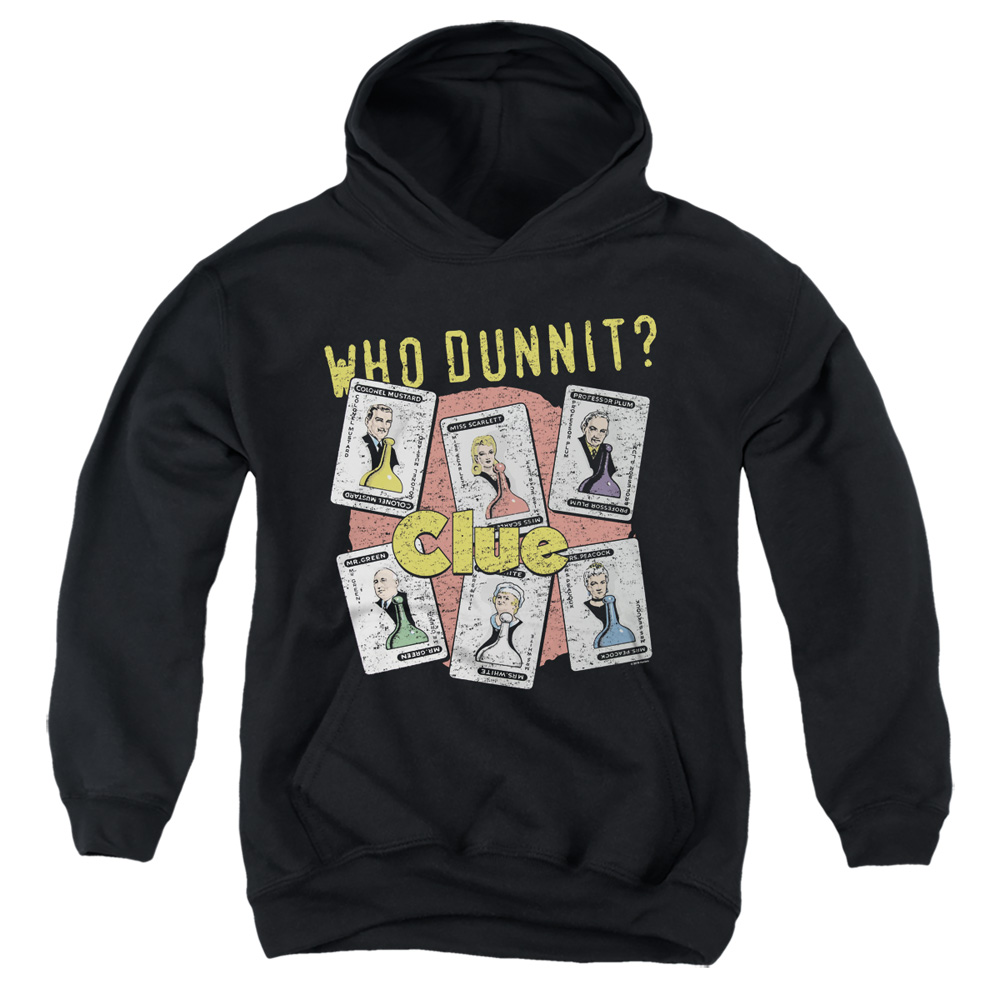 Clue & Who Dunnit-Youth Pull-Over Hoodie, Black - Large