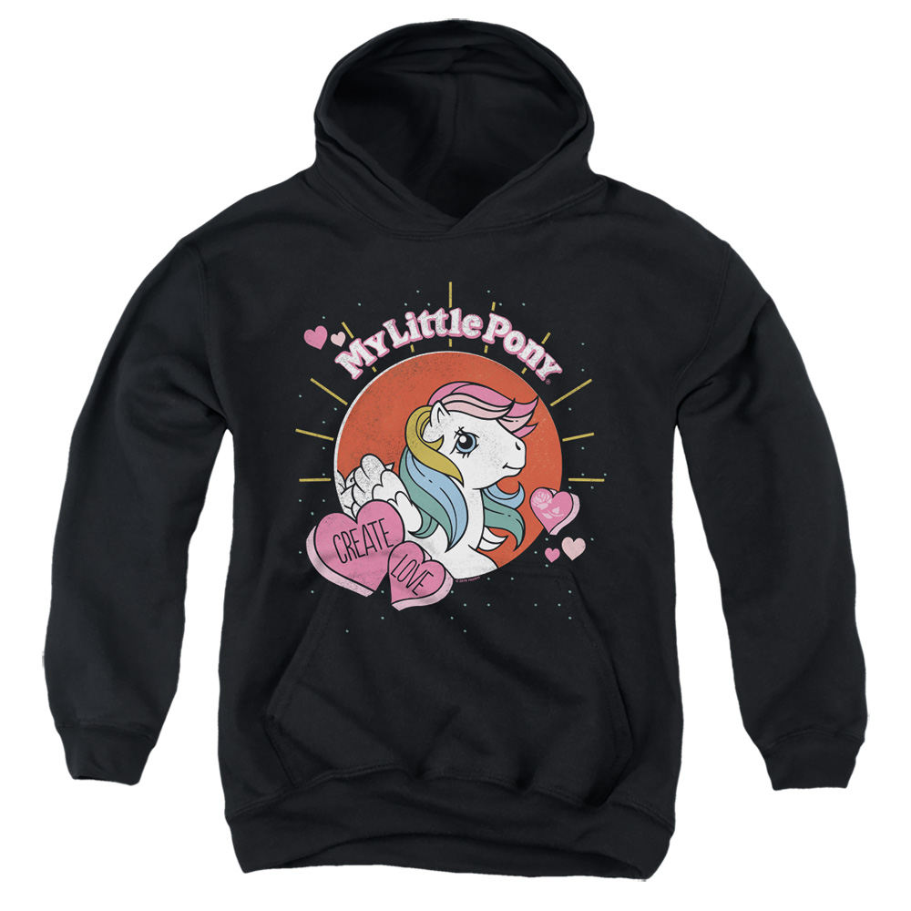 My Little Pony Retro & Create Love-Youth Pull-Over Hoodie, Black - Large