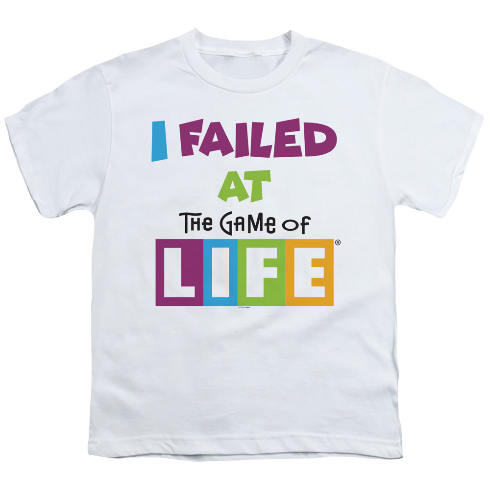 HBRO297-YT-1 The Game of Life & The Game-Short Sleeve Youth 18-1 T-Shirt, White - Small