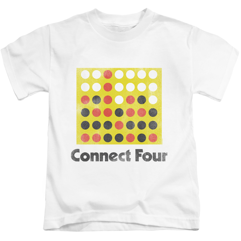 HBRO305-KT-1 Connect Four & Classic Logo Distressed-Short Sleeve Juvenile 18-1 T-Shirt, White - Small 4