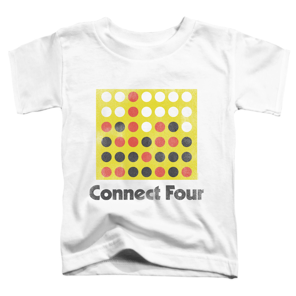 Connect Four & Classic Logo Distressed-Short Sleeve Toddler Tee, White - Medium 3T